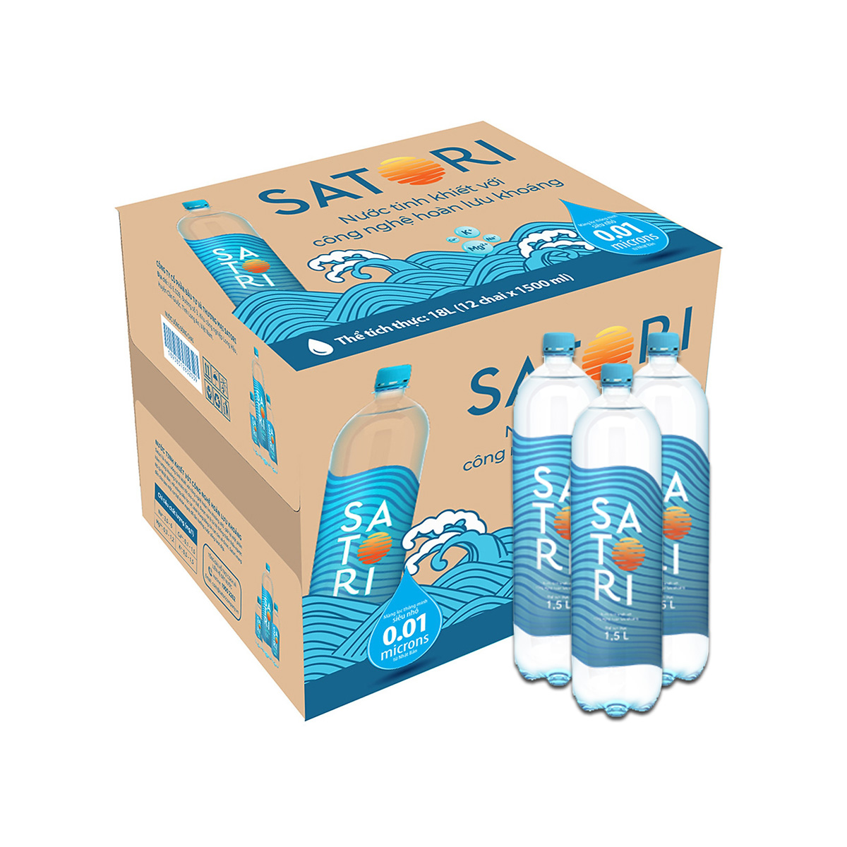 Nước Satori chai lớn 1.5L ( thùng 12 chai ) 1 Thùng 12 chai nước Satori 1.5L